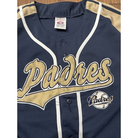 Vintage San Diego Padres Jersey Mens XXL Blue Gold MLB Baseball True Fan Shirt - Picture 3 of 6
